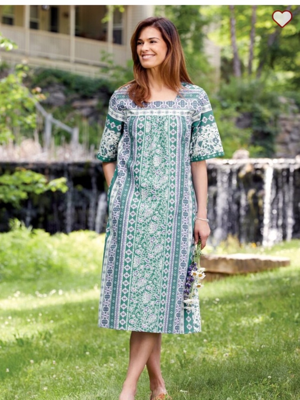 The Vermont Country Store Boho Patchwork Midi Dress  100% Cotton  L